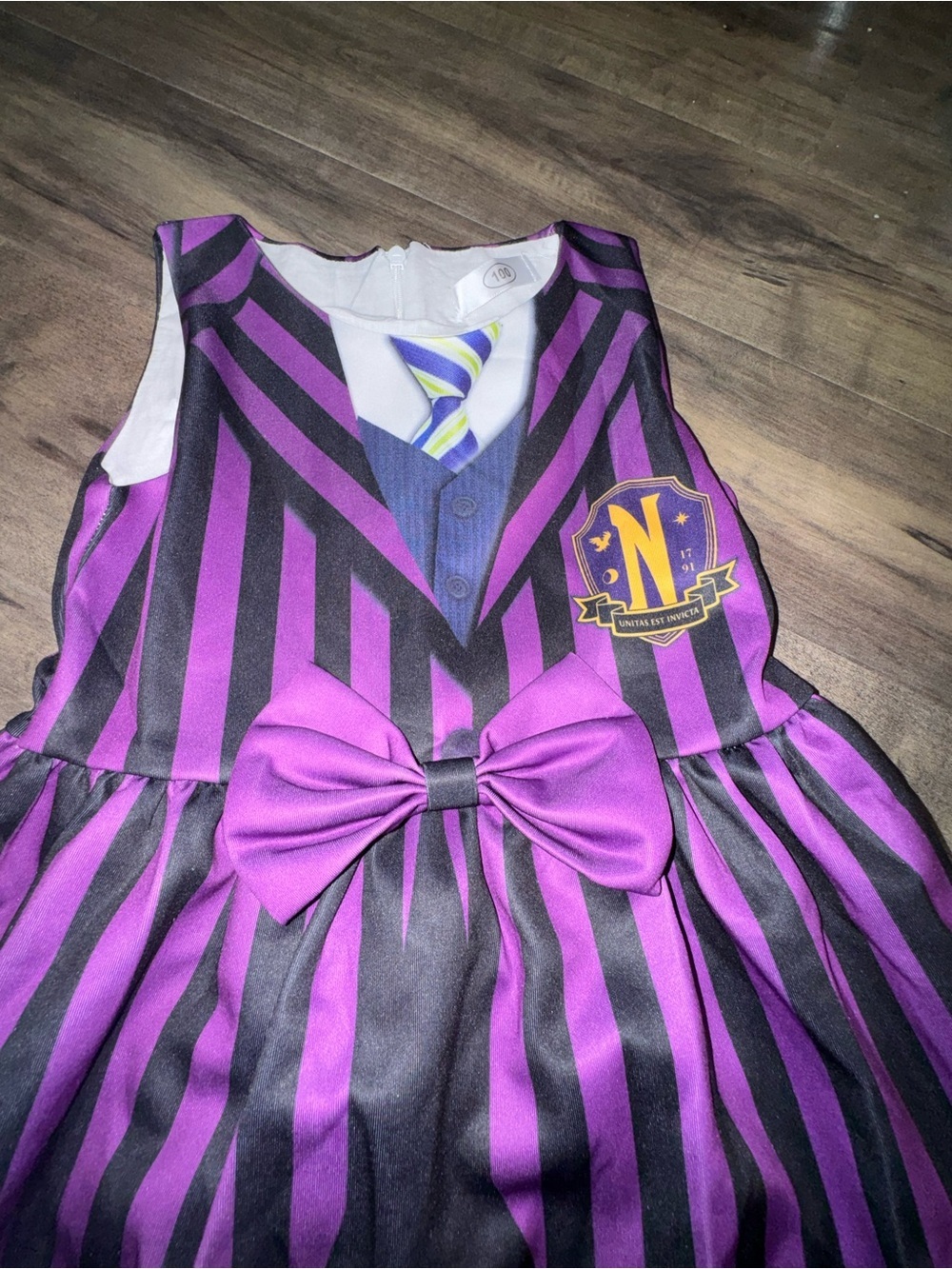Wednesday Addams Nevermore Academy Uniform Costume Dress Girls 3T 4T Purple - Picture 2 of 7